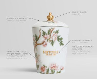 Refillable porcelaine candle - Story of my life . 1855