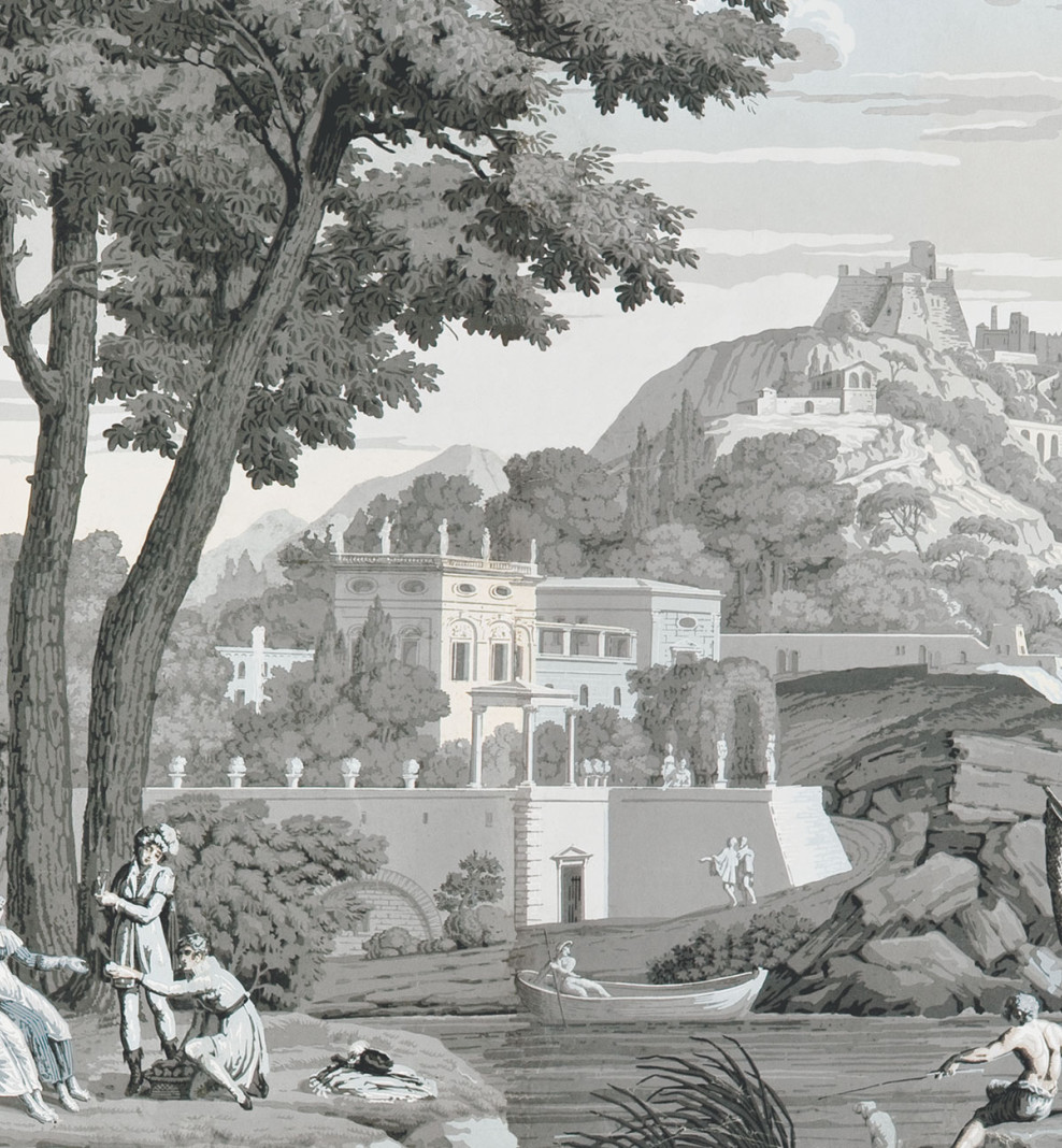 Papier peint panoramique Vues d'Italie opale . 1823