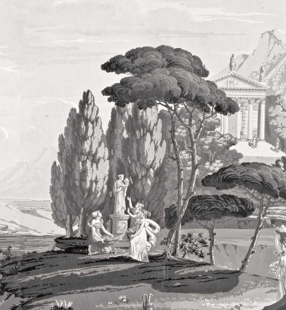 Panoramique Paysage de Télémaque dans l'île de Calypso monochrome . 1818