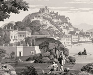 Papier peint panoramique Vues d'Italie monochrome . 1823