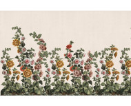 Papier peint panoramique Roses Trémières ivoire . 1799