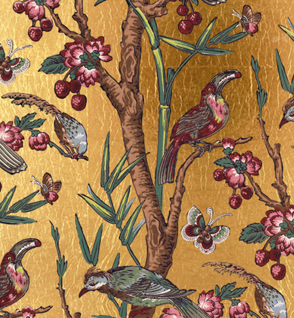 Yellow gold leaf wallpaper Chinoiseries . 1918 1920