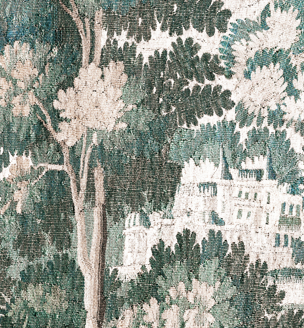 Panoramatapete Aubusson-Wandteppich, schiefergrau . 1700-1750