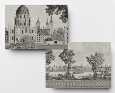 Panoramatapete Sehenswürdigkeiten von Paris monochrom. 1812