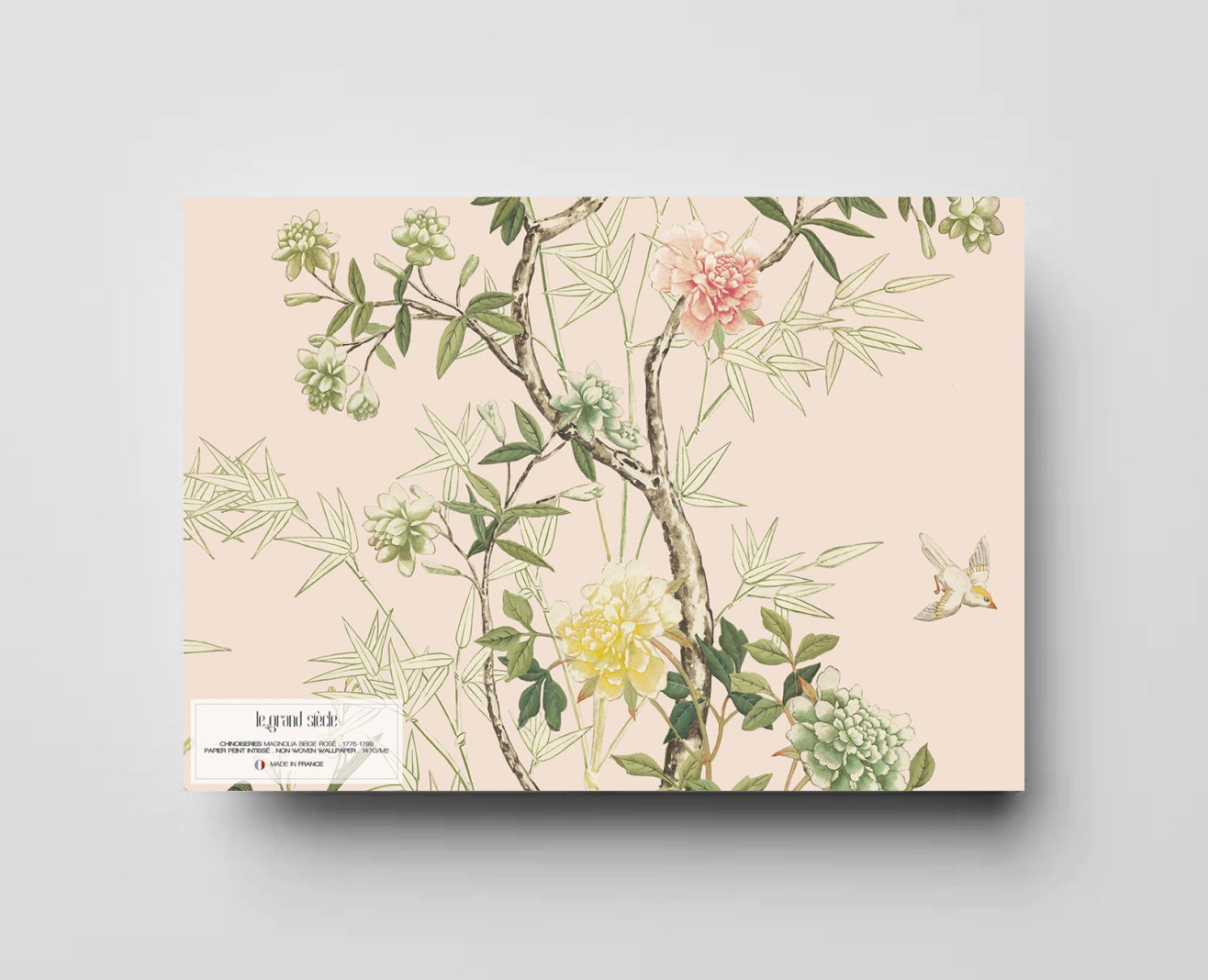 Pale gold leaf panoramic wallpaper - Plum blossoms
